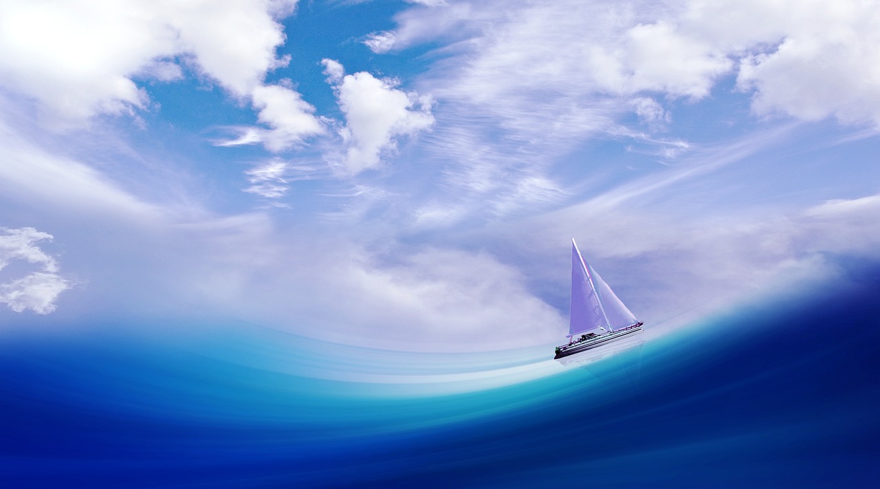 Sailboat fantasy, illusion shot on journey to Private Beaches.