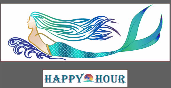 Happy Hour mermaid logo.