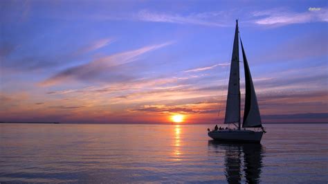 Sailing with a setting sun.